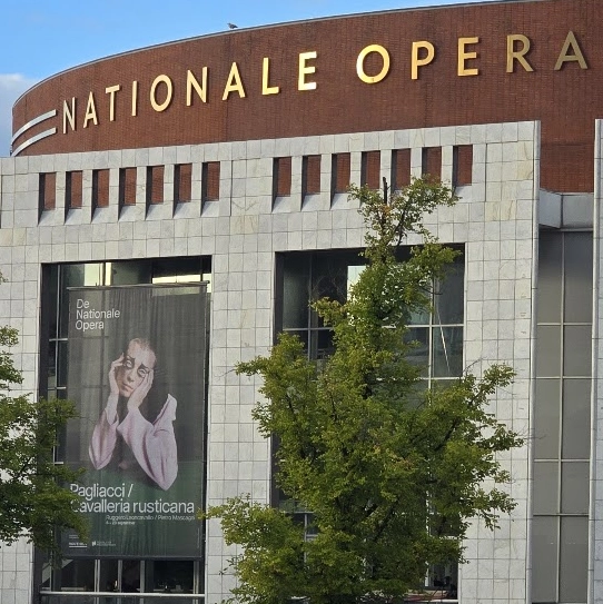 Dutch Opera Exterior with poster of the production